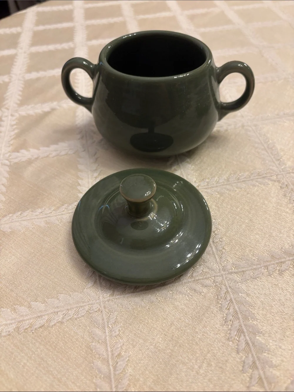 Fiestaware Sage Green Ceramic Sugar and Creamer Set with Tray